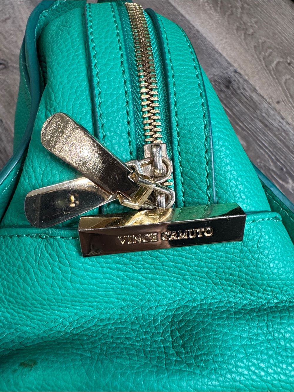Vince Camuto Kylie Satchel Teal Green Pebbled Leather with Detachable Strap - Picture 8 of 13